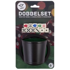 Dobbel/pokerbeker-Set m.deksel 2x stenen