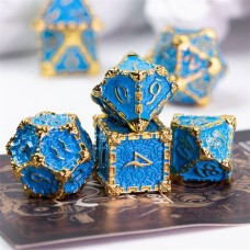 Dobbelstenenset Metaal Blauw Goud Dobbelstenenset Metaal Blauw Goud