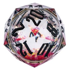 Dobbelsteen D20 Liquid Glitter 55mm.doos Dobbelsteen D20 Liquid Glitter 55mm.doos