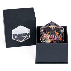 Dobbelsteen D20 Liquid Glitter 55mm.doos Dobbelsteen D20 Liquid Glitter 55mm.doos