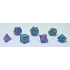 Dobbelstenen Stardust Aqua/Paars 7set
