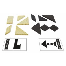 Tangram dubbel kist blank hout+60 kaart.