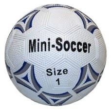 Mini Voetbal Rubber mt 1 wit/blauw 13 cm