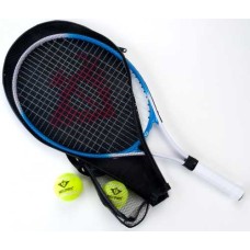 Tennisracket blauw 25 inch m. 2 ballen+hoes