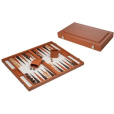 Backgammon bruin, kunstleer ingel. 47cm