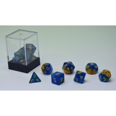 Dobbelstenen Stardust Goud/Blauw 7set